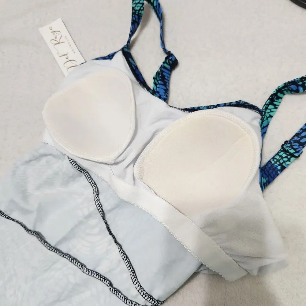 Del Raya Tankini Top Size 10 Blue Layered - Picture 8 of 12